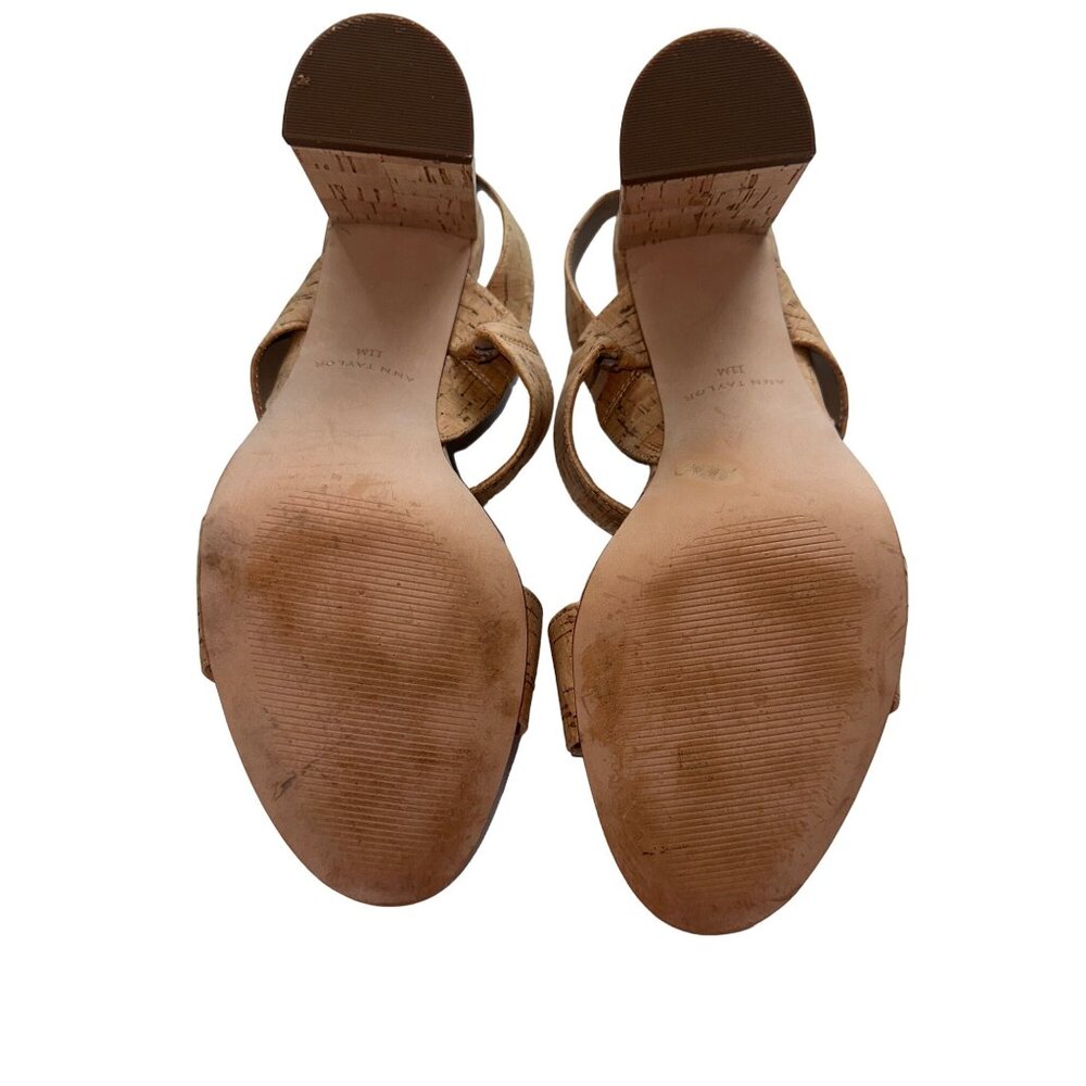 Ann Taylor Strappy Slingback Sandals Cork Wrapped Block Heel Open Toe Size 11 - Picture 4 of 9